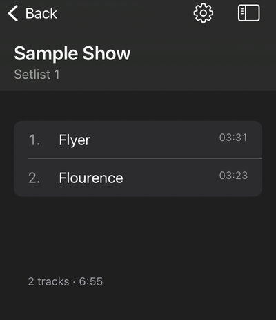A project's tracks in the Tracks list.